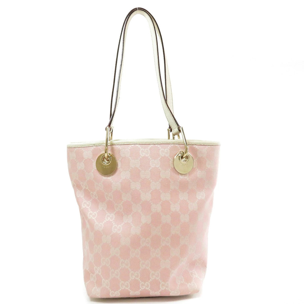 Gucci Canvas Tote Bag GG Pink Eclipse Pink Black